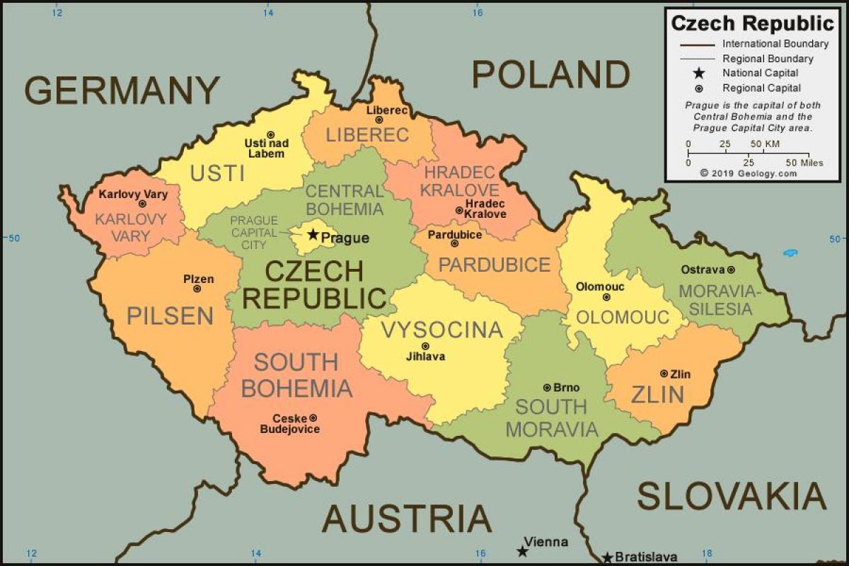 Repubblica Ceca (Cecoslovacchia) mappa della capitale