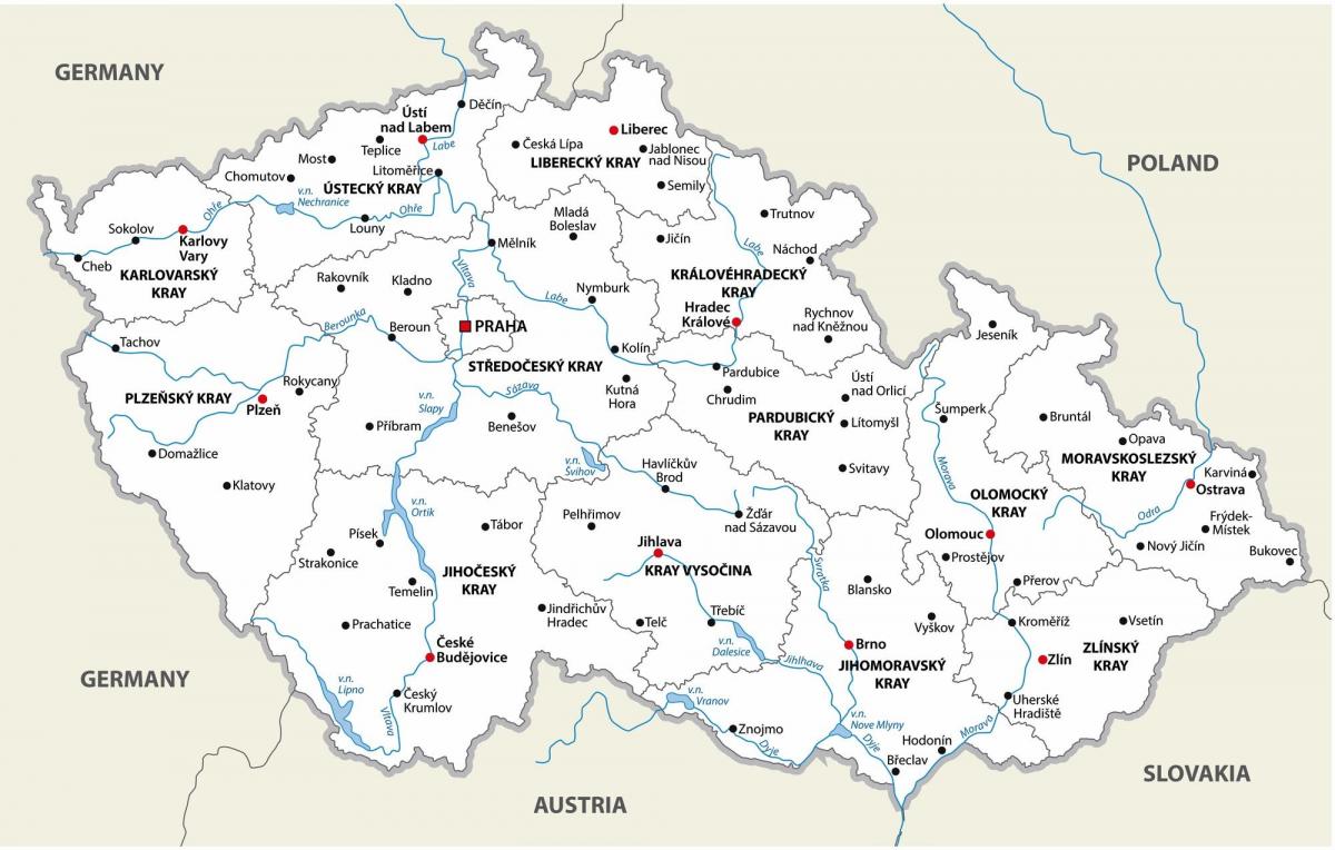 Repubblica Ceca (Cecoslovacchia) mappa urbana