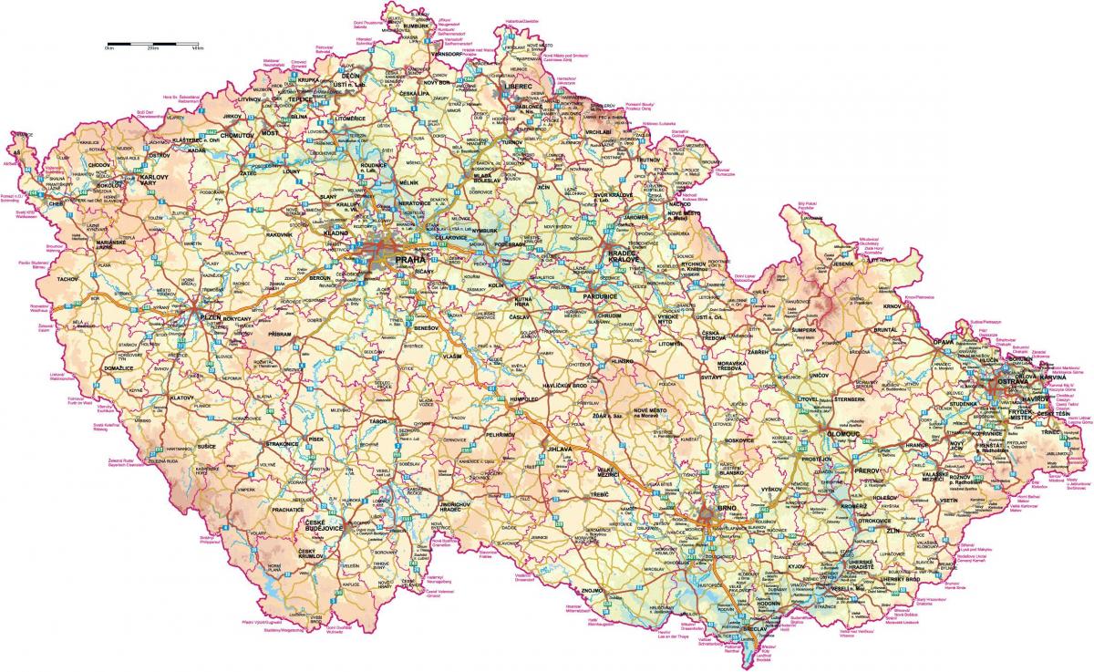 Carta geografica grande della Repubblica Ceca (Cecoslovacchia)
