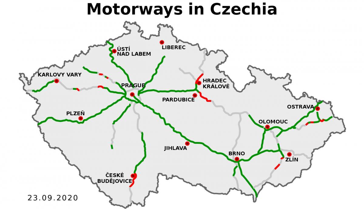 Mappa delle autostrade della Repubblica Ceca (Cecoslovacchia)